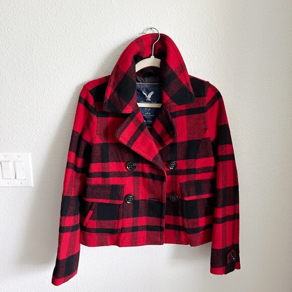 Vintage American Eagle Outfitters Buffalo Plaid Wool Jacket for Holiday & Winter - Picture 2 of 9